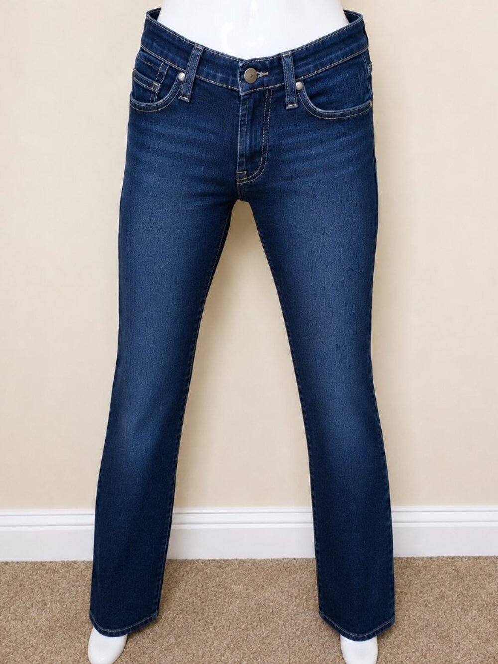 Miss Vigoss Women's Red Embroidery Stripe Blue Jeans SZ 3/4